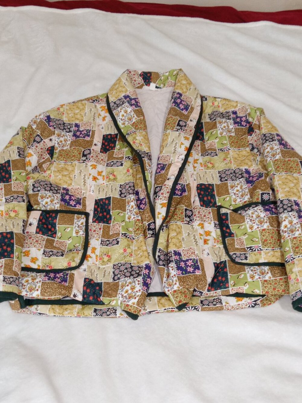 Entro Womens Quilted Patchwork Floral Cotton Jacket Cottagecore Boho S - Picture 9 of 13